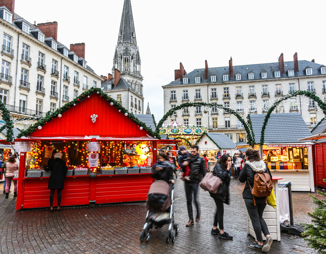 Photographie de la place royale à Nantes, Noël 2017