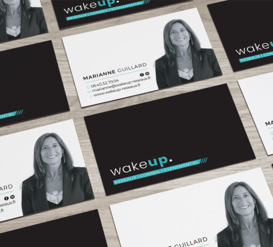 Création identité graphique "WAKE UP" : logo et carte de visite